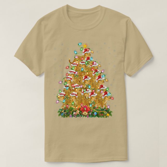 Funny Leopard Lover Matching Santa Leopard Christm T-Shirt (Design vorne)