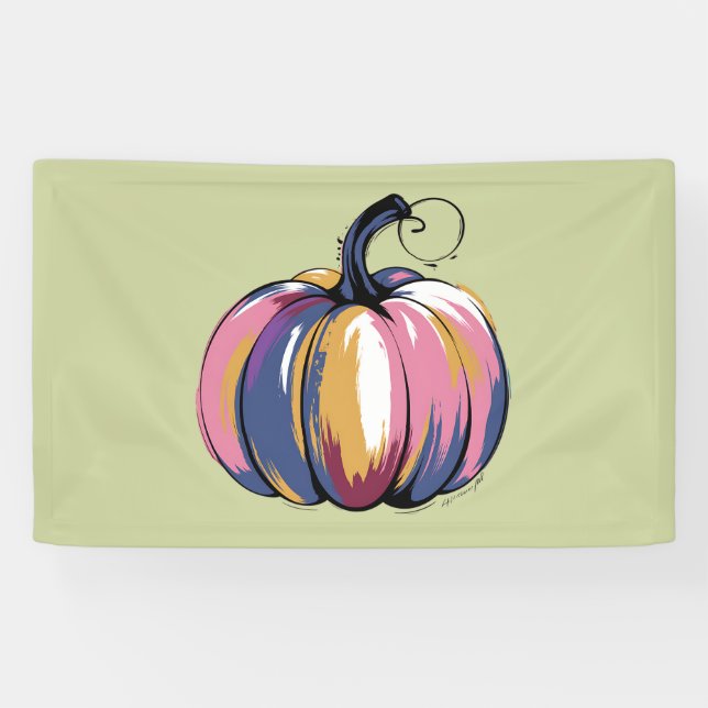 Funny Leopard Pumpkin Halloween Fall Banner (Horizontal)