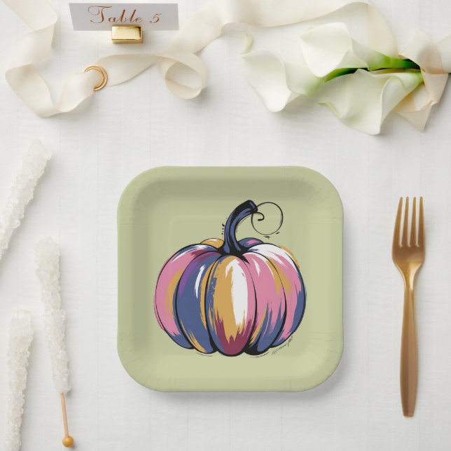 Funny Leopard Pumpkin Halloween Fall Pappteller (Hochzeit)