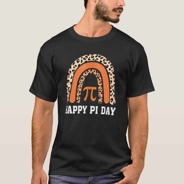 Funny Leopard Rainbow Happy Pi Day Math Teacher Da T-Shirt (Vorderseite)