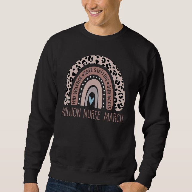 Funny Leopard Rainbow Million Nurse März 2022 Lov Sweatshirt (Vorderseite)