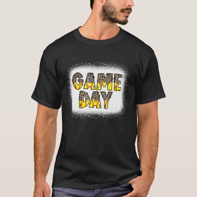 Funny Leopard Softball Game Day Vibes Softball Mam T-Shirt (Vorderseite)