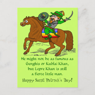 Funny Lepre Khan St Patrick's Day Feiertagspostkarte