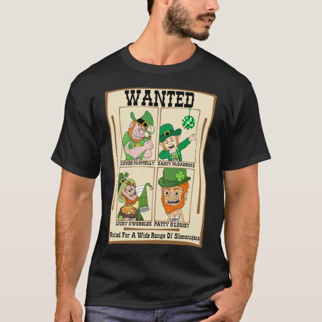 Funny Leprechaun Gewollt Poster T-Shirt (Vorderseite)