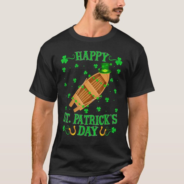 Funny Leprechaun Hat Fischerboot St Patrick's Day T-Shirt (Vorderseite)