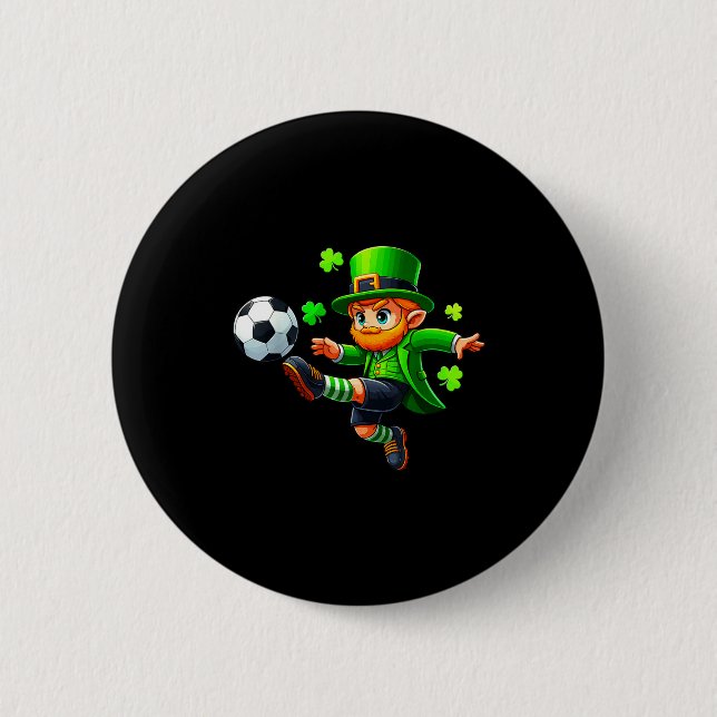 Funny Leprechaun Irish Soccer St Patricks Men Boy  Button (Vorderseite)