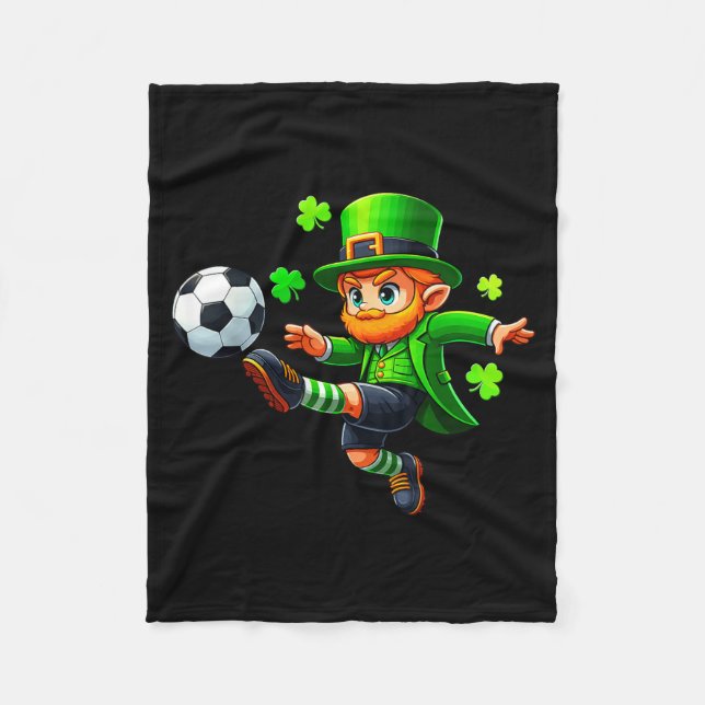 Funny Leprechaun Irish Soccer St Patricks Men Boy  Fleecedecke (Vorderseite)