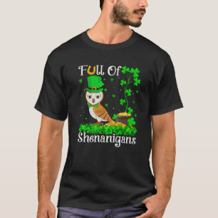 Funny Leprechaun Kleeblatt Leaf Barn Owl St. Patri T-Shirt