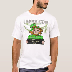 Funny Leprechaun Leprecon Mugshot T-Shirt