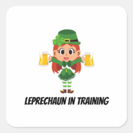 Funny Leprechaun Quadratischer Aufkleber