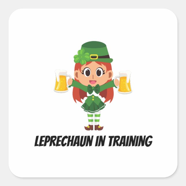 Funny Leprechaun Quadratischer Aufkleber (Vorderseite)