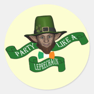 Funny Leprechaun Runder Aufkleber