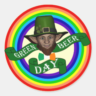 Funny Leprechaun St Patrick's Day Runder Aufkleber