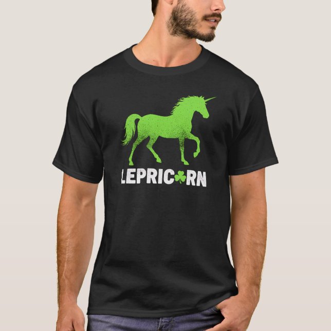 Funny Lepricorn St Paddy's Unicorn Art T-Shirt (Vorderseite)