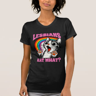 Funny Lesbian Cat Rainbow Shirt – Lesbians Eat Wha