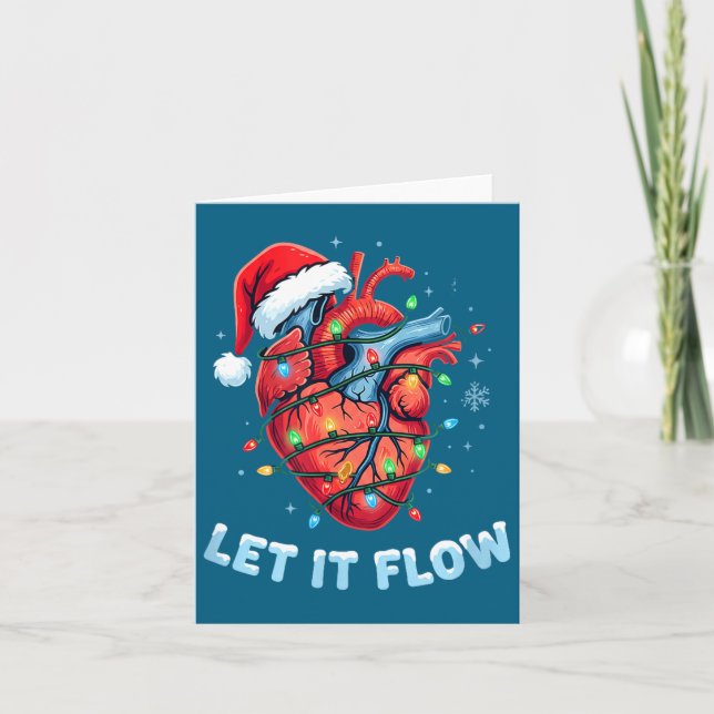 Funny Let It Flow Heart Anatomy Nurse Christmas  Karte (Vorderseite)