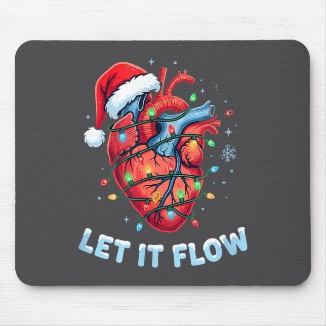 Funny Let It Flow Heart Anatomy Nurse Christmas  Mousepad (Vorne)