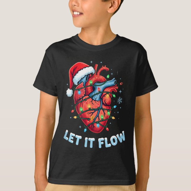 Funny Let It Flow Heart Anatomy Nurse Christmas  T-Shirt (Vorderseite)
