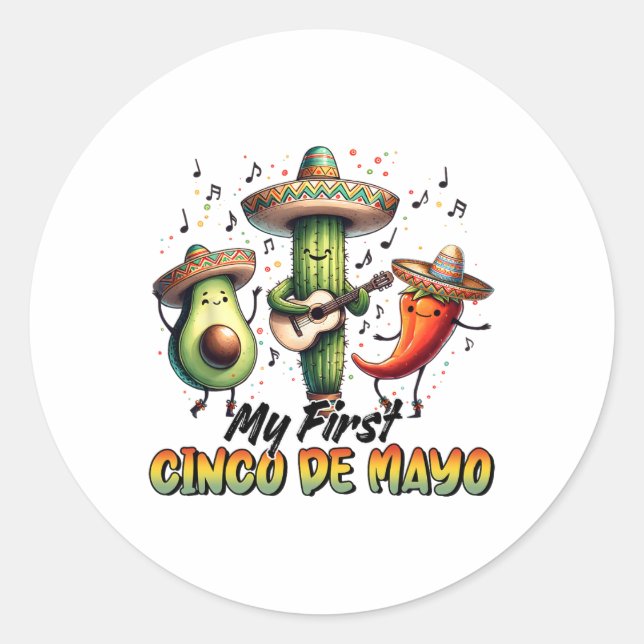 Funny Let's Fiesta Squad Familie Matching Cinco De Runder Aufkleber (Vorderseite)