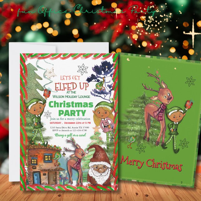 Funny Let's Get Elfed Up Christmas Party Einladung (Funny Let's Get Elf'd Up Christmas Party Invitation)