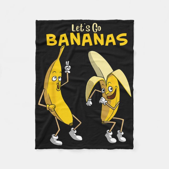 Funny Let's Go Bananas Geschenk Kinder Jungs Mädch Fleecedecke (Vorderseite)