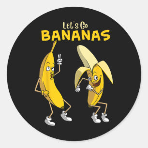 Funny Let's Go Bananas Geschenk Kinder Jungs Mädch Runder Aufkleber