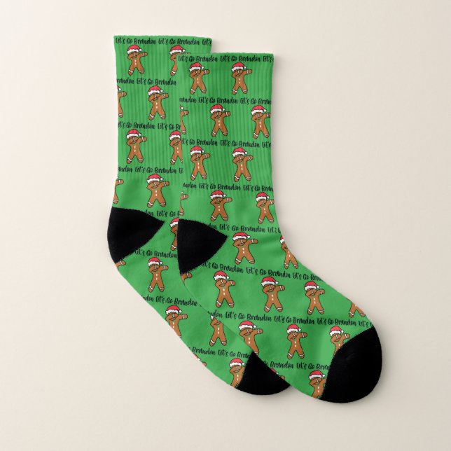 Funny Let's Go Brandon Green Christmas Holiday Socken (Paar)