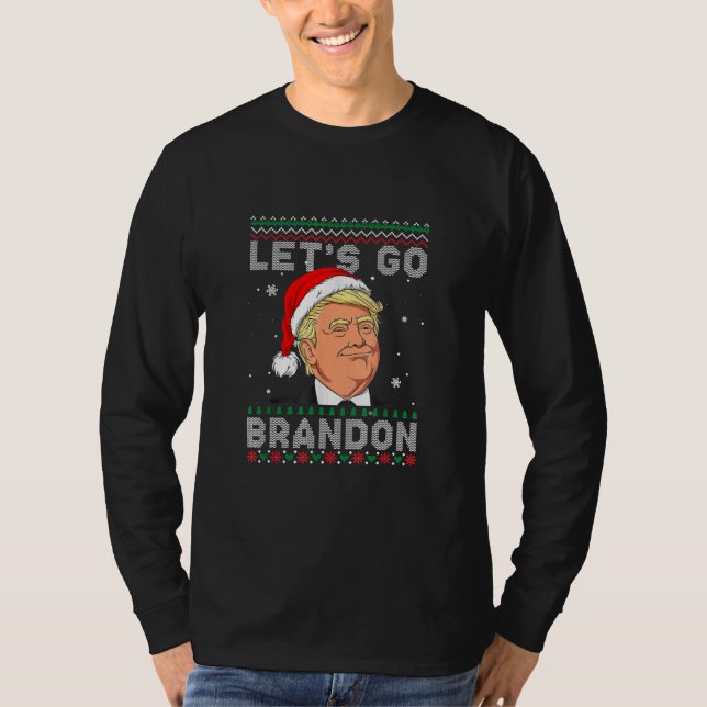 Funny Let's Go Brandon Santa Donald Trump Ugly T-Shirt (Vorderseite)