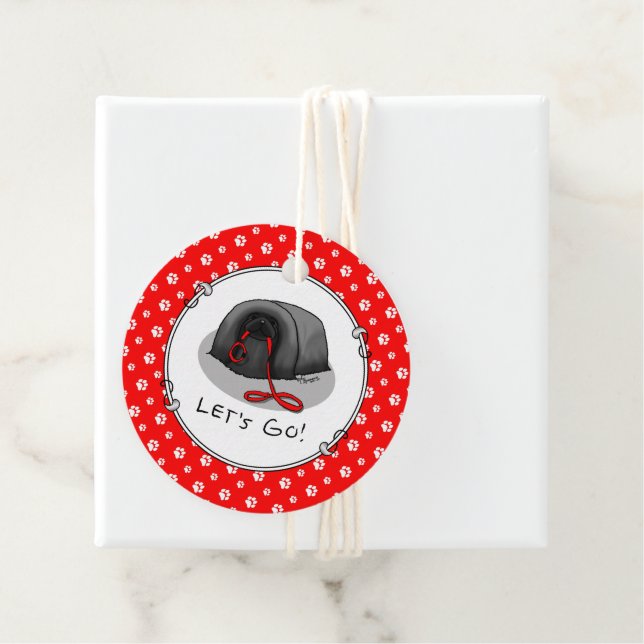 Funny Let's Go! for a Walk Pekingese Dog (black) Geschenkanhänger (Beispiel)