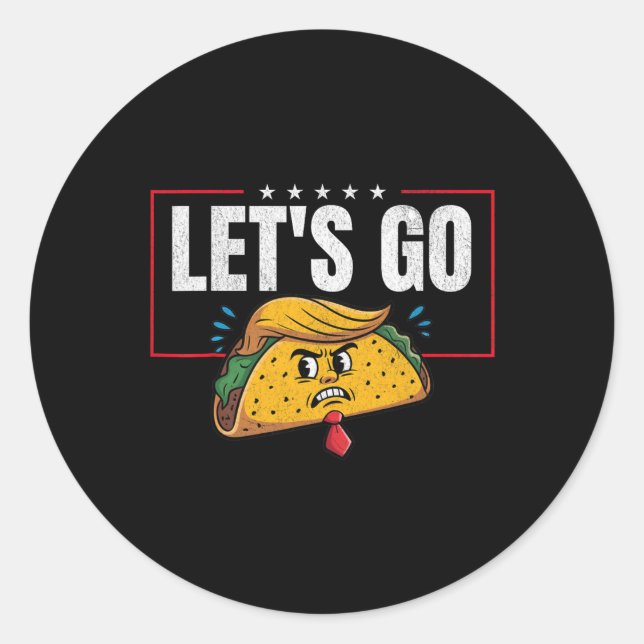 Funny Let's Go Taco 9 Runder Aufkleber (Vorderseite)