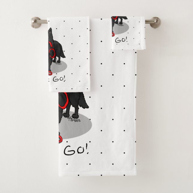 Funny Let's Go! Walk Belgian Sheepdog (black 1) Badhandtuch Set (Insitu)