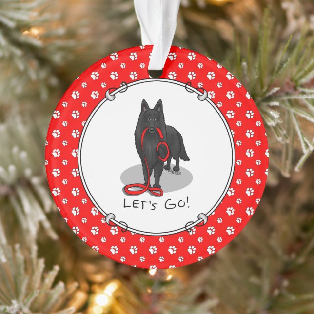 Funny Let's Go! Walk Belgian Sheepdog (black 1) Ornament (Baum)