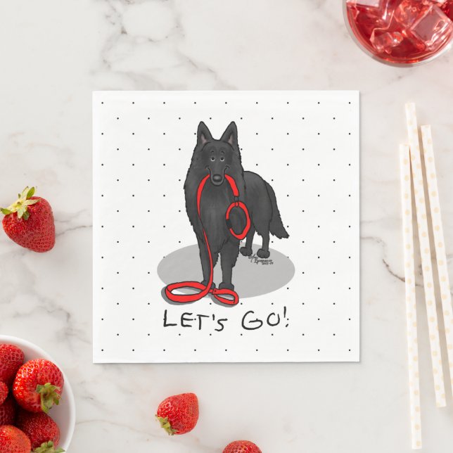 Funny Let's Go! Walk Belgian Sheepdog (black 1) Serviette (Beispiel)