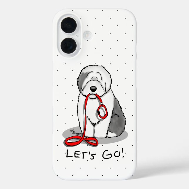 Funny Let's Go! Walk Old English Sheepdog (Grau 1) Case-Mate iPhone Hülle (Rückseite)