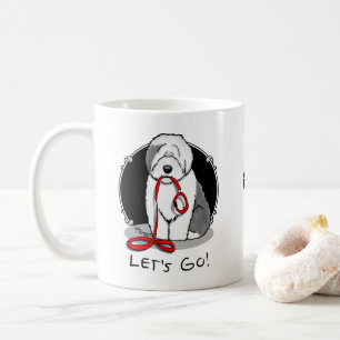 Funny Let's Go! Walk Old English Sheepdog (Grau 1) Kaffeetasse