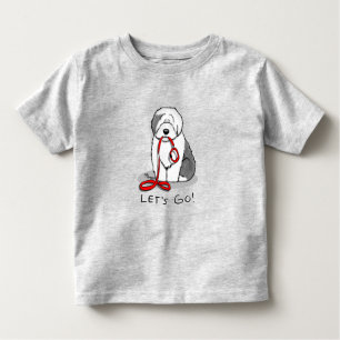 Funny Let's Go! Walk Old English Sheepdog (Grau 1) Kleinkind T-shirt