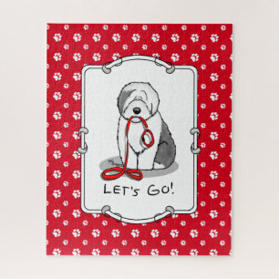 Funny Let's Go! Walk Old English Sheepdog (Grau 1) Puzzle
