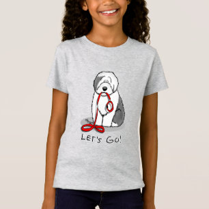Funny Let's Go! Walk Old English Sheepdog (Grau 1) T-Shirt