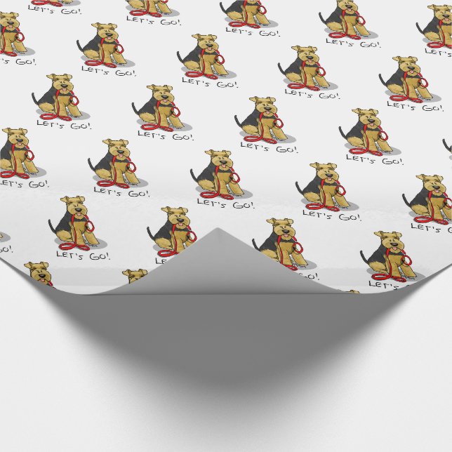 Funny Let's Go! Welsh Terrier Dog mit Leash Geschenkpapier (Ecke)