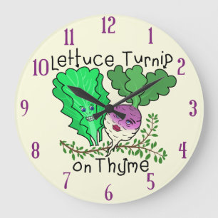 Funny Lettuce Turnip auf Thyme Pun School Klassenz Große Wanduhr