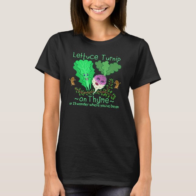 Funny Lettuce Turnip Thyme Gemüsepuppe Cartoon T-Shirt (Vorderseite)