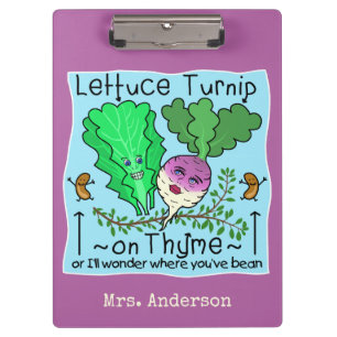 Funny Lettuce Turnip über Thyme Pun School Lehrer Klemmbrett