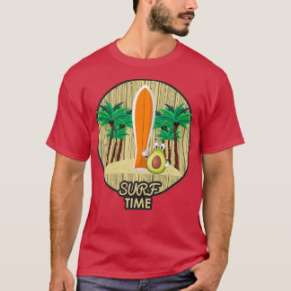 Funny Letx27s Surf Avocado Design T-Shirt