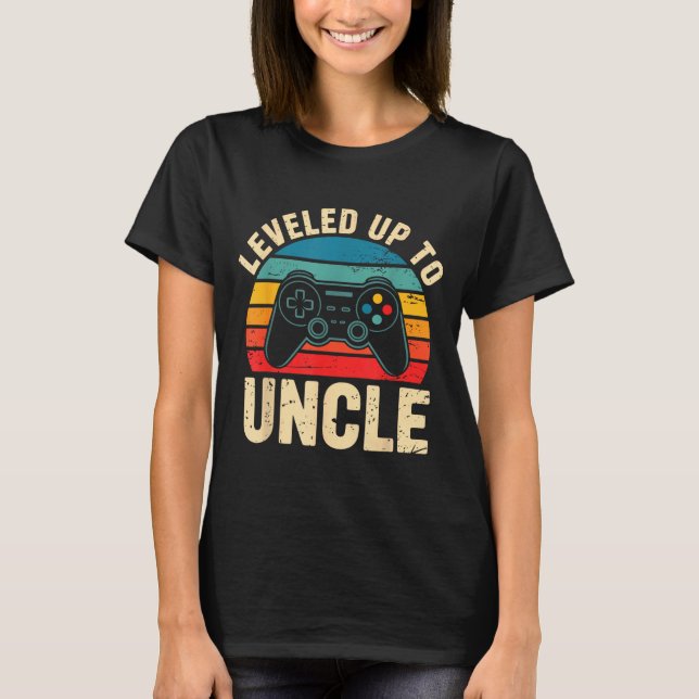 Funny Leveled Up To Uncle Video Gamers Gaming Cute T-Shirt (Vorderseite)