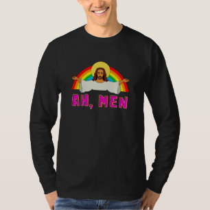 Funny LGBT Ah Mann Jesus Gay Pride Rainbow T-Shirt