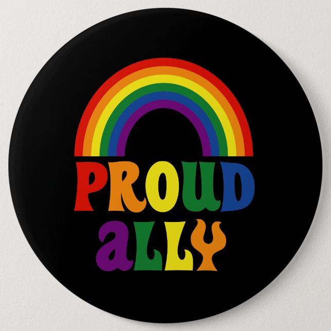 Funny LGBT Rainbow Pride Proud Ally Gift Button (Vorderseite)