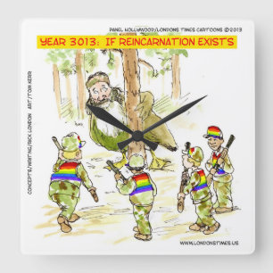 Funny LGBT Vs Giant Duck Square Wall Clock Quadratische Wanduhr