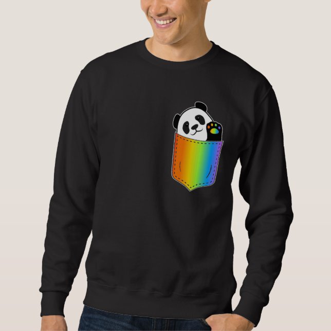 Funny LGBTQ Panda Pocket Rainbow Paw Gay Pride Pan Sweatshirt (Vorderseite)