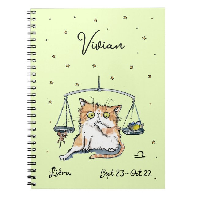 Funny Libra Zodiac Cat Star Sternzeichen Horoskop Notizblock (Vorderseite)