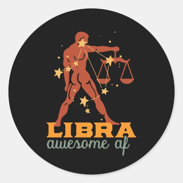 Funny Libra Zodiac Star Astrologie Phantastisch AF Runder Aufkleber (Vorderseite)